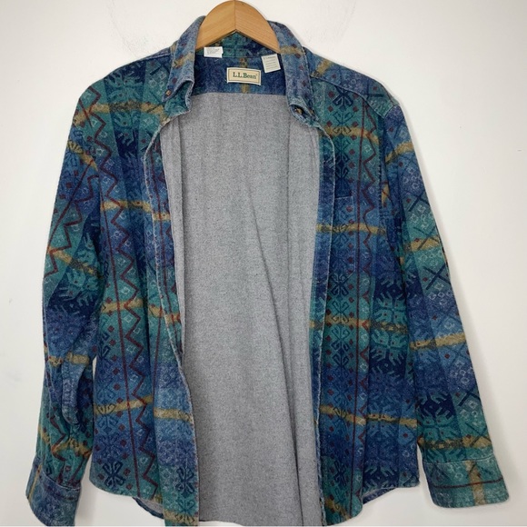Vintage LL Bean Women's XL Aztec Southwest Print Button Down Shirt Flannel USA - Picture 3 of 11
